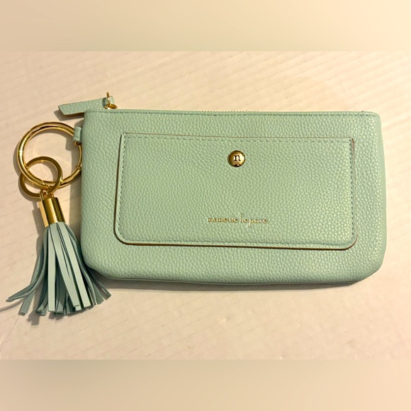 Nanette Lepore Handbags - Nanette Lepore Mint Green Vegan Leather Zip Around Wristlet Wallet Tassel EUC